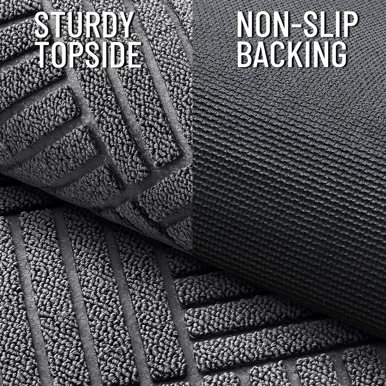 OLANLY Front Door Mat Outside Entrance 29.5x17, Absorbent, Heavy Duty Sturdy Natural Rubber Doormat Indoor Outdoor, Stain and Fade Resistant, Non-Slip Low Profile Floor Mat for Entryway, Grey Diamond