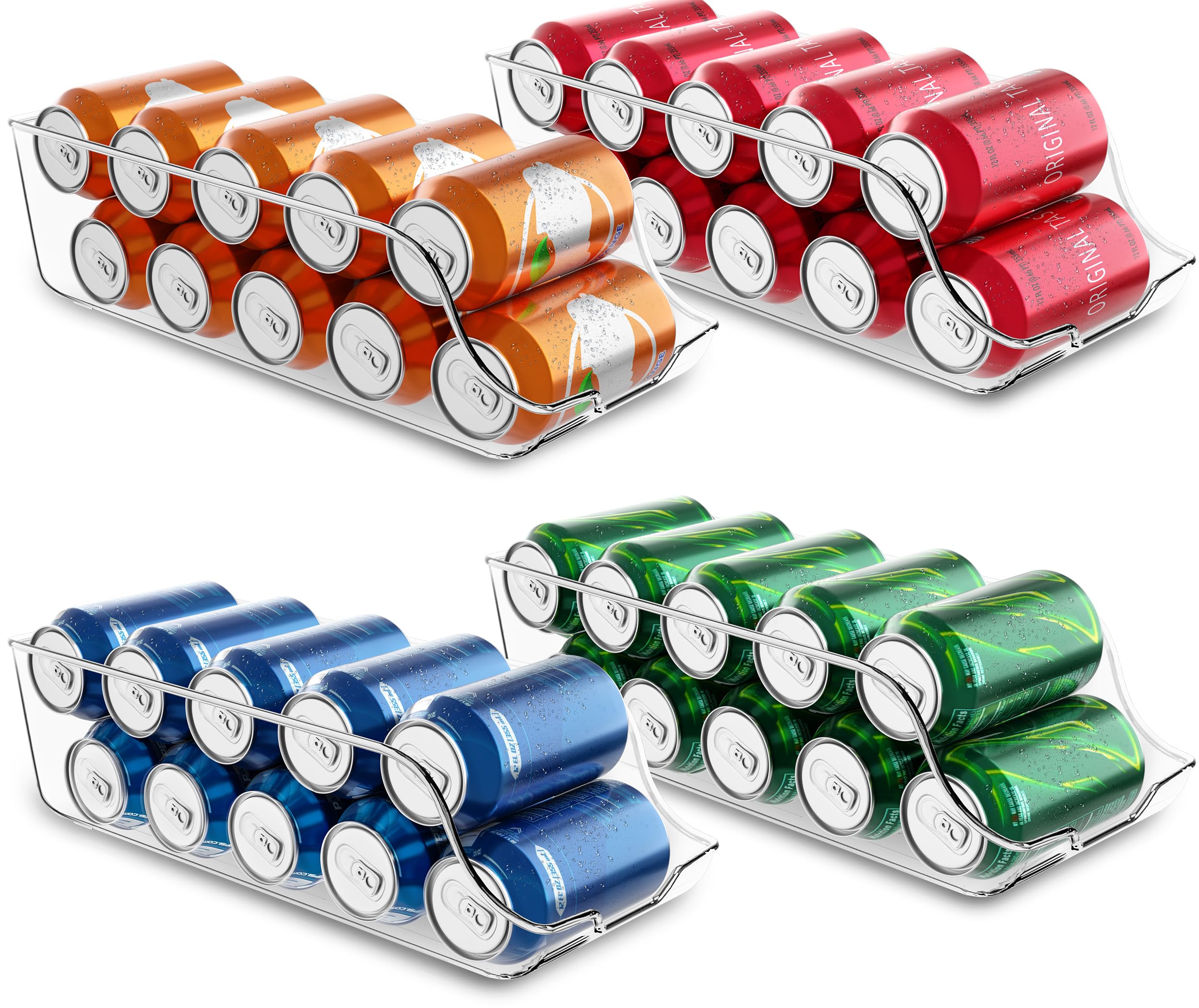 Utopia Kitchen Soda Can Organizer and Dispenser for Refrigerator/Pantry - Durable Can Storage Organizer Fridge & Kitchen Organization - (Clear, Set of 2)