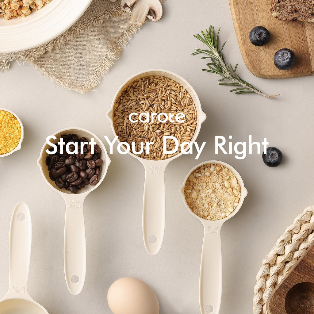 CAROTE Silicone Cooking Utensils Set for Nonstick Cookware, 446°F Heat Resistant Kitchen Utensil Set with Wooden Handle 10pcs, Spatula, Turner, Spoon, Tongs, Whisk