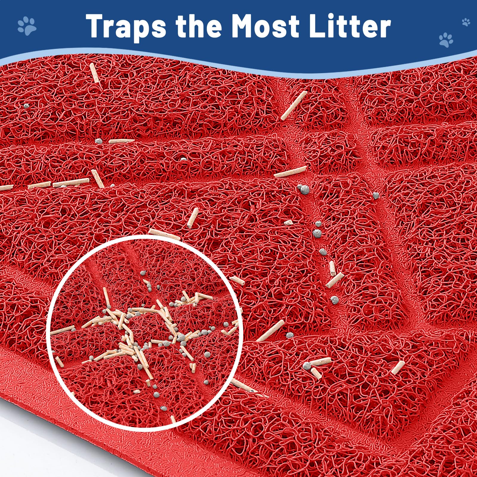 Smiry Cat Litter Box Mat 30x17, Non-Slip Water Resistant Litter Trapping Mat, Easy Clean Less Waste and Urine-Locking Cat Carpet for Indoor, Grey