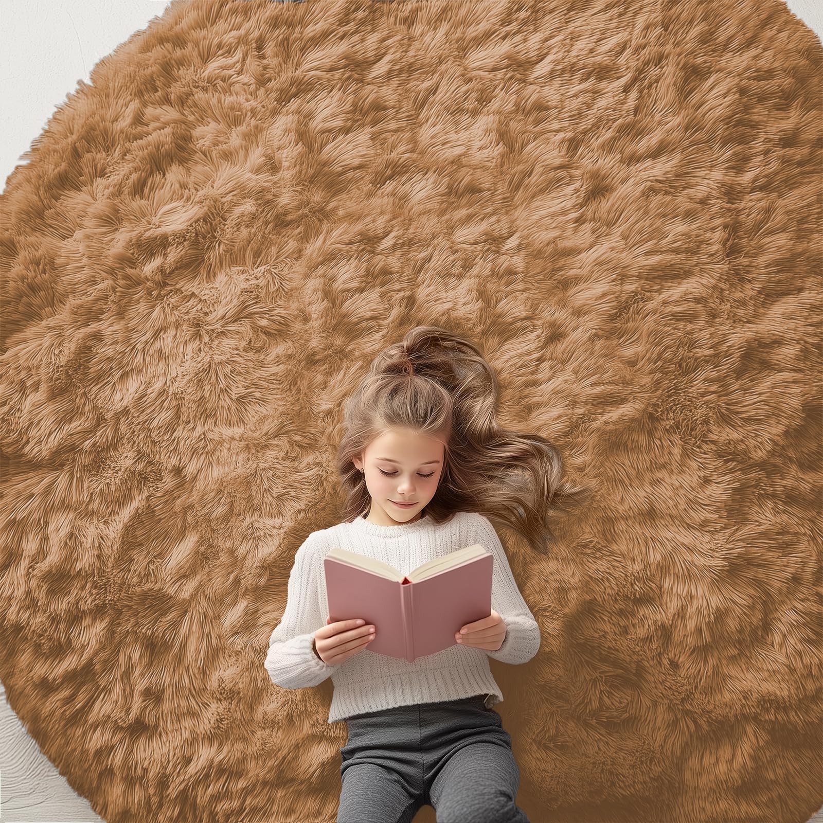 OLANLY Area Rugs for Living Room Bedroom, Machine Washable 4x5.9 ft Soft Fluffy Shaggy Bedside Rug, Indoor Floor Carpet for Kids Girls and Boys, Dorms, Nursery Rooms, Home Decor Aesthetic, Grey