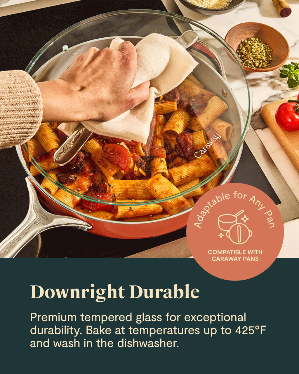 Caraway 10.5" Glass Lid for Pots and Pans - Made With Tempered Glass - Sized to Fit Caraway Ceramic-Coated & Stainless Steel Cookware