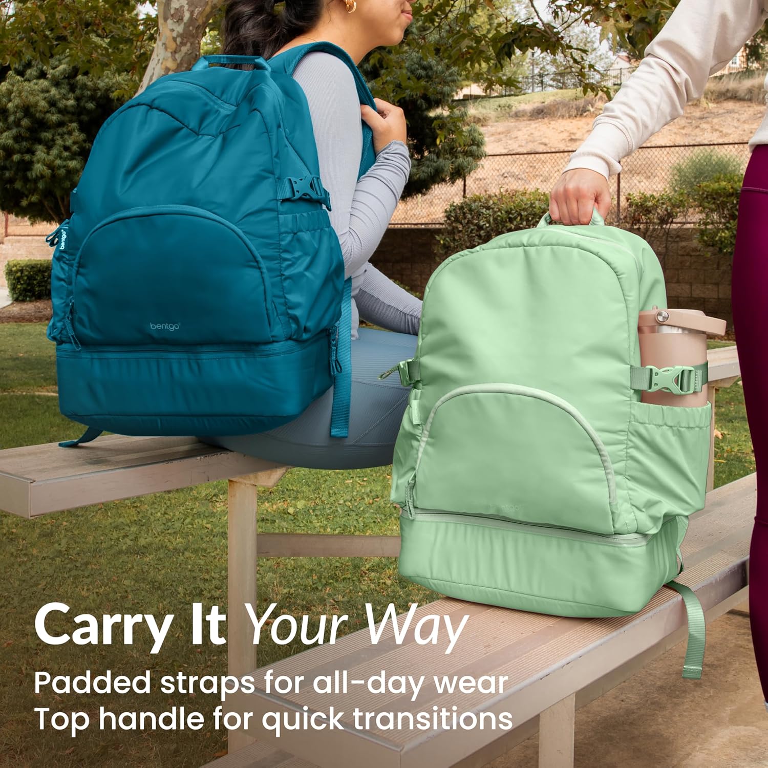 Bentgo 2-in-1 Adult Backpack & Insulated Lunch Bag – Lightweight, Water-Resistant Travel Backpack with 9 Compartments, Laptop Sleeve & Trolley Sleeve for Work & Everyday Use (Deep Teal)