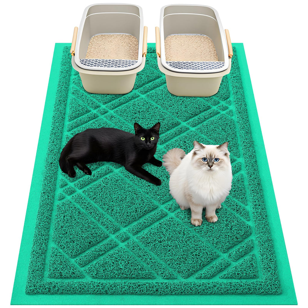 Smiry Cat Litter Box Mat 30x17, Non-Slip Water Resistant Litter Trapping Mat, Easy Clean Less Waste and Urine-Locking Cat Carpet for Indoor, Grey