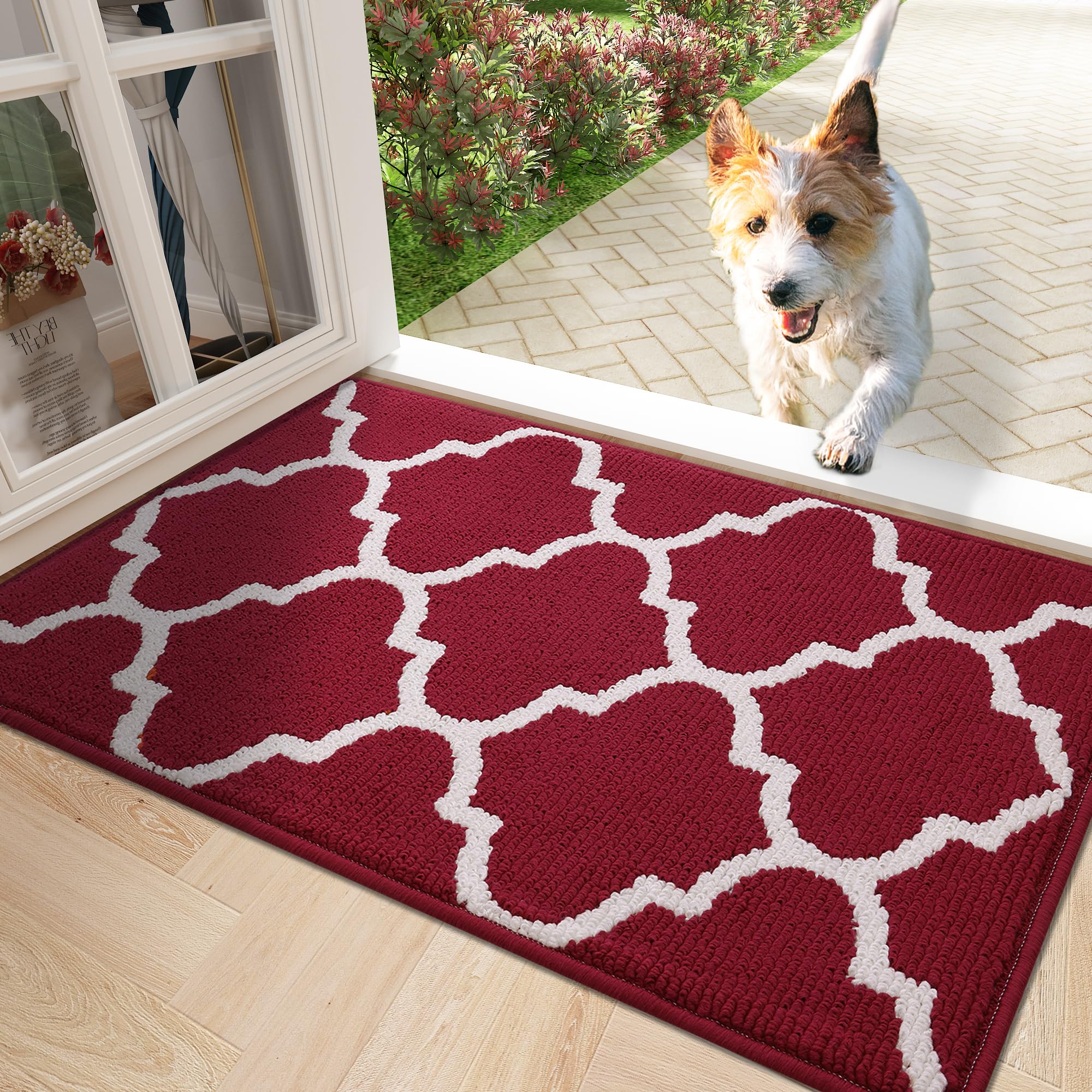 OLANLY Indoor Door Mat, 32x20, Non-Slip Absorbent Resist Dirt Entrance Mat, Washable Low-Profile Inside Floor Doormats for Entryway, Grey