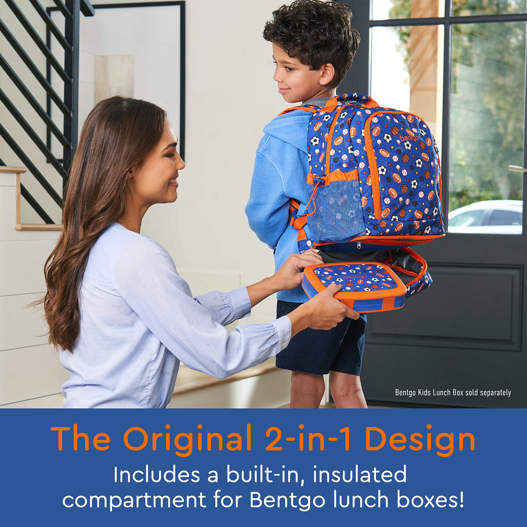 Bentgo Kids 2-in-1 Backpack & Insulated Lunch Bag - Durable 16” Backpack & Lunch Container in Unique Prints for School & Travel - Water Resistant, Padded & Large Compartments (Dinosaur)