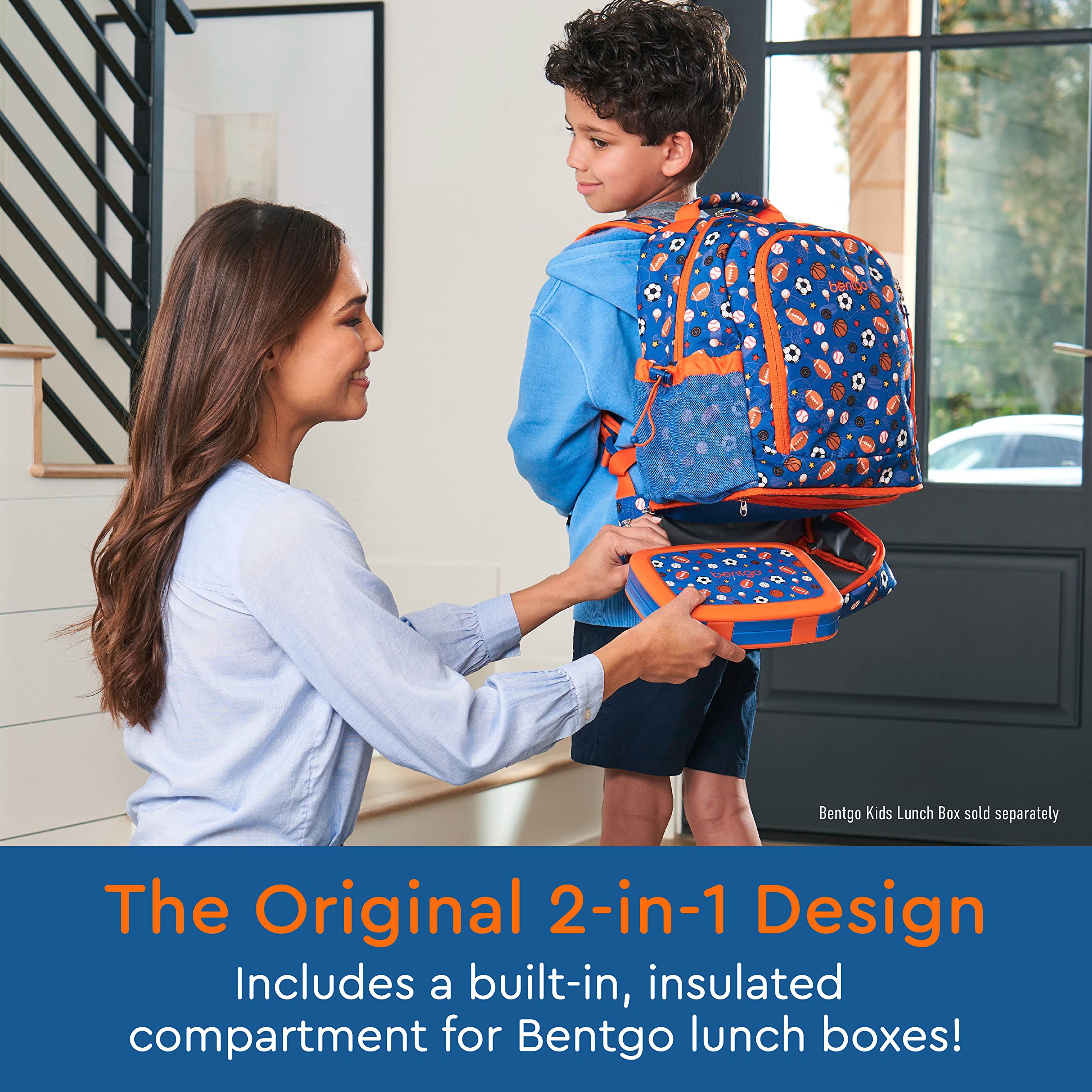 Bentgo Kids 2-in-1 Backpack & Insulated Lunch Bag - Durable 16” Backpack & Lunch Container in Unique Prints for School & Travel - Water Resistant, Padded & Large Compartments (Dinosaur)