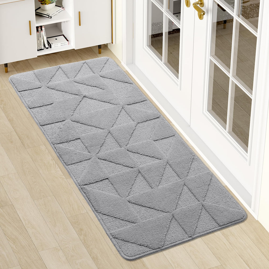 OLANLY Door Mats Indoor, Non-Slip, Absorbent, Dirt Resist, Entrance Washable Mat, Low-Profile Inside Entry Doormat for Entryway (32x20 inches, Grey)