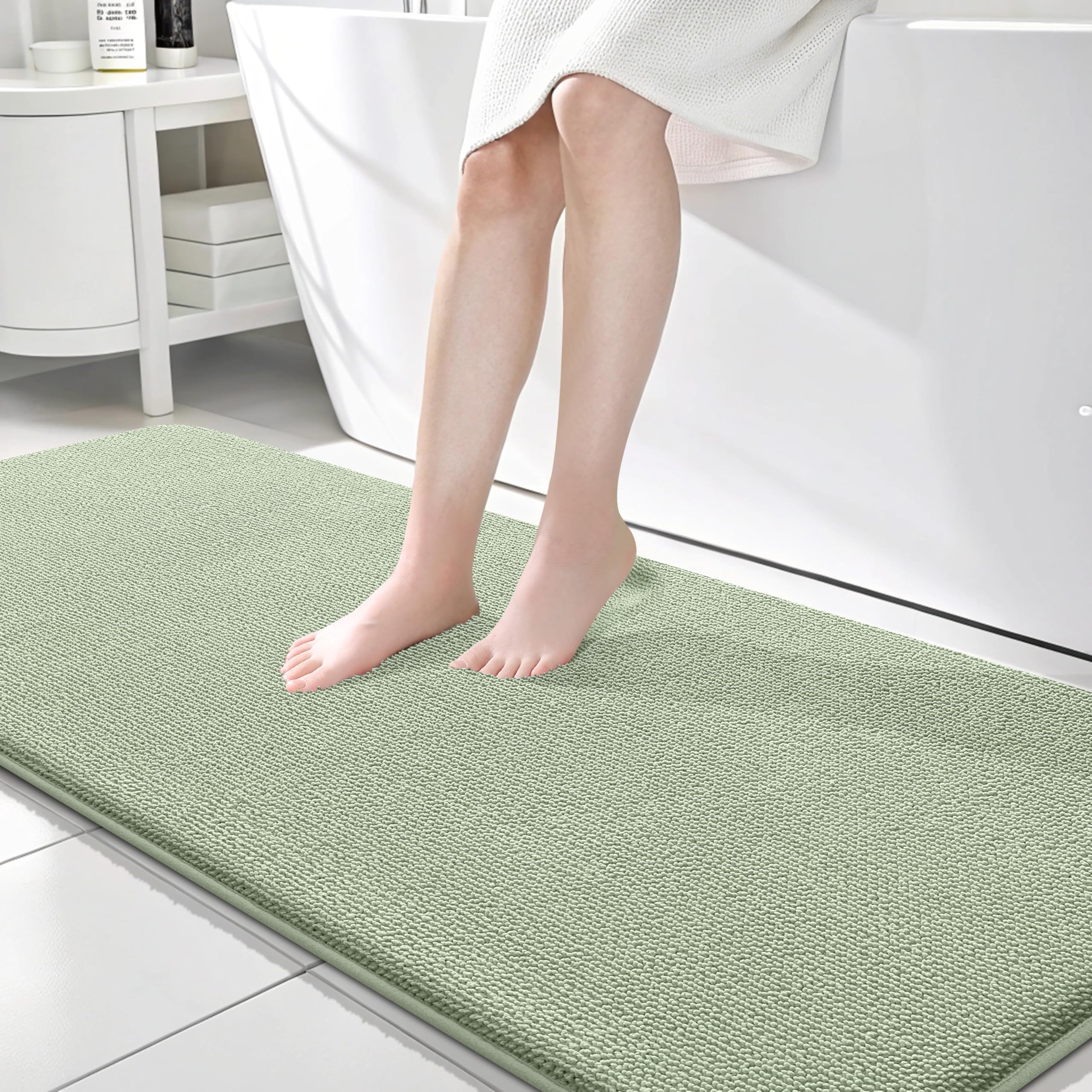 OLANLY Thick Memory Foam Bath Mat Rug 30x20, Extra Soft Absorbent Bathroom Rugs, Quick Dry Bath Mats, Non-Slip, Machine Washable Carpet for Bathroom, Tub and Shower, Home Decor Accessories, Grey