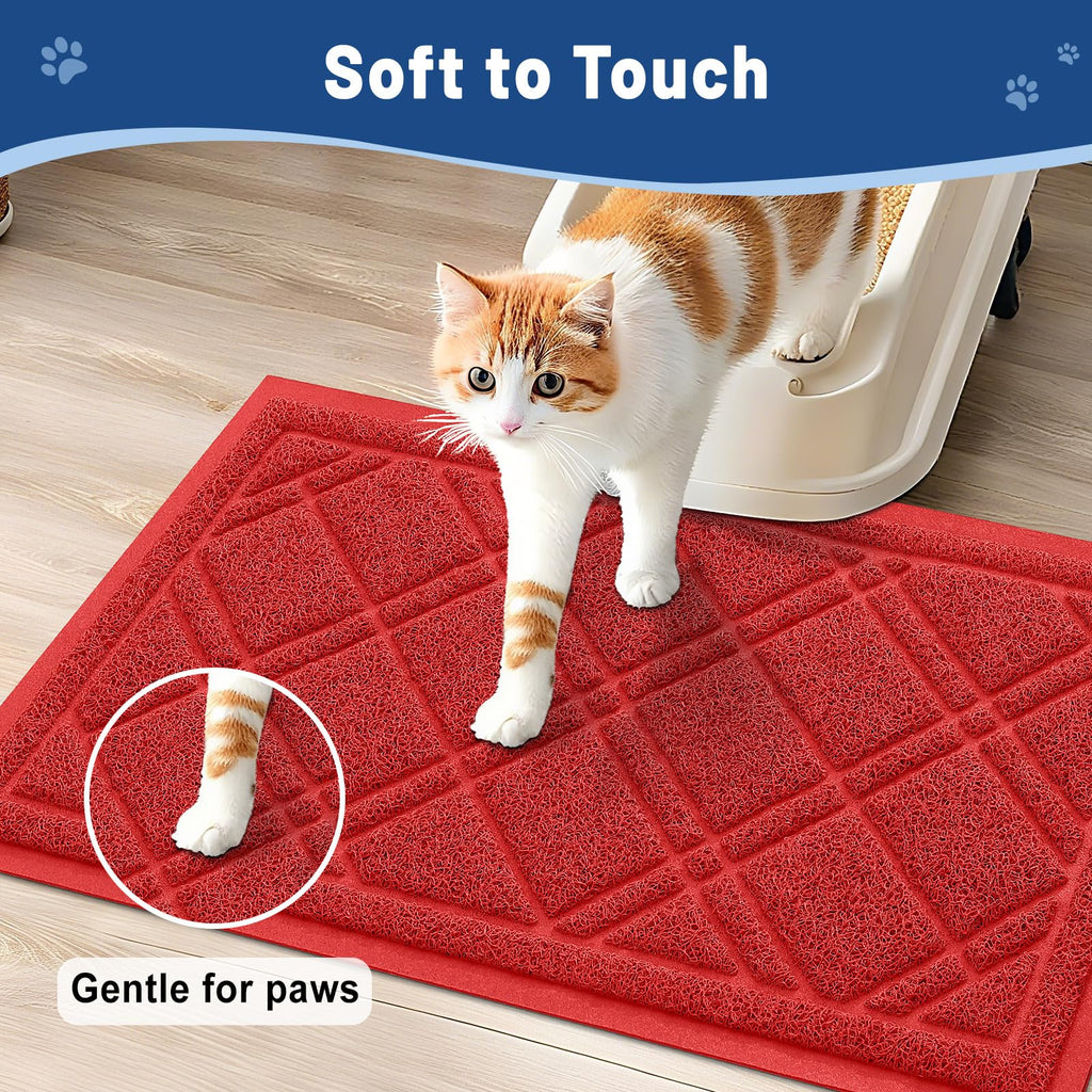 Smiry Cat Litter Box Mat 30x17, Non-Slip Water Resistant Litter Trapping Mat, Easy Clean Less Waste and Urine-Locking Cat Carpet for Indoor, Grey