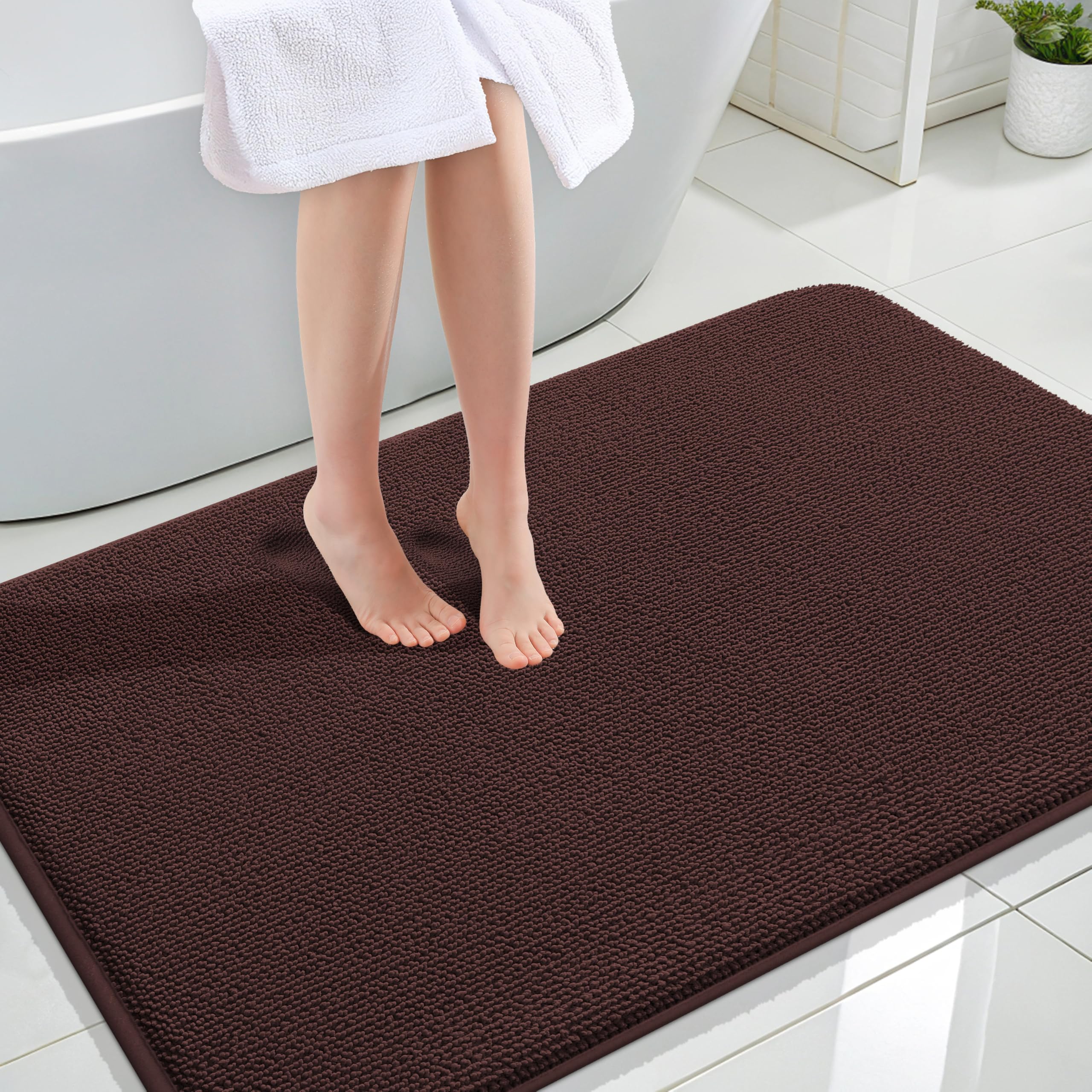 OLANLY Thick Memory Foam Bath Mat Rug 30x20, Extra Soft Absorbent Bathroom Rugs, Quick Dry Bath Mats, Non-Slip, Machine Washable Carpet for Bathroom, Tub and Shower, Home Decor Accessories, Grey