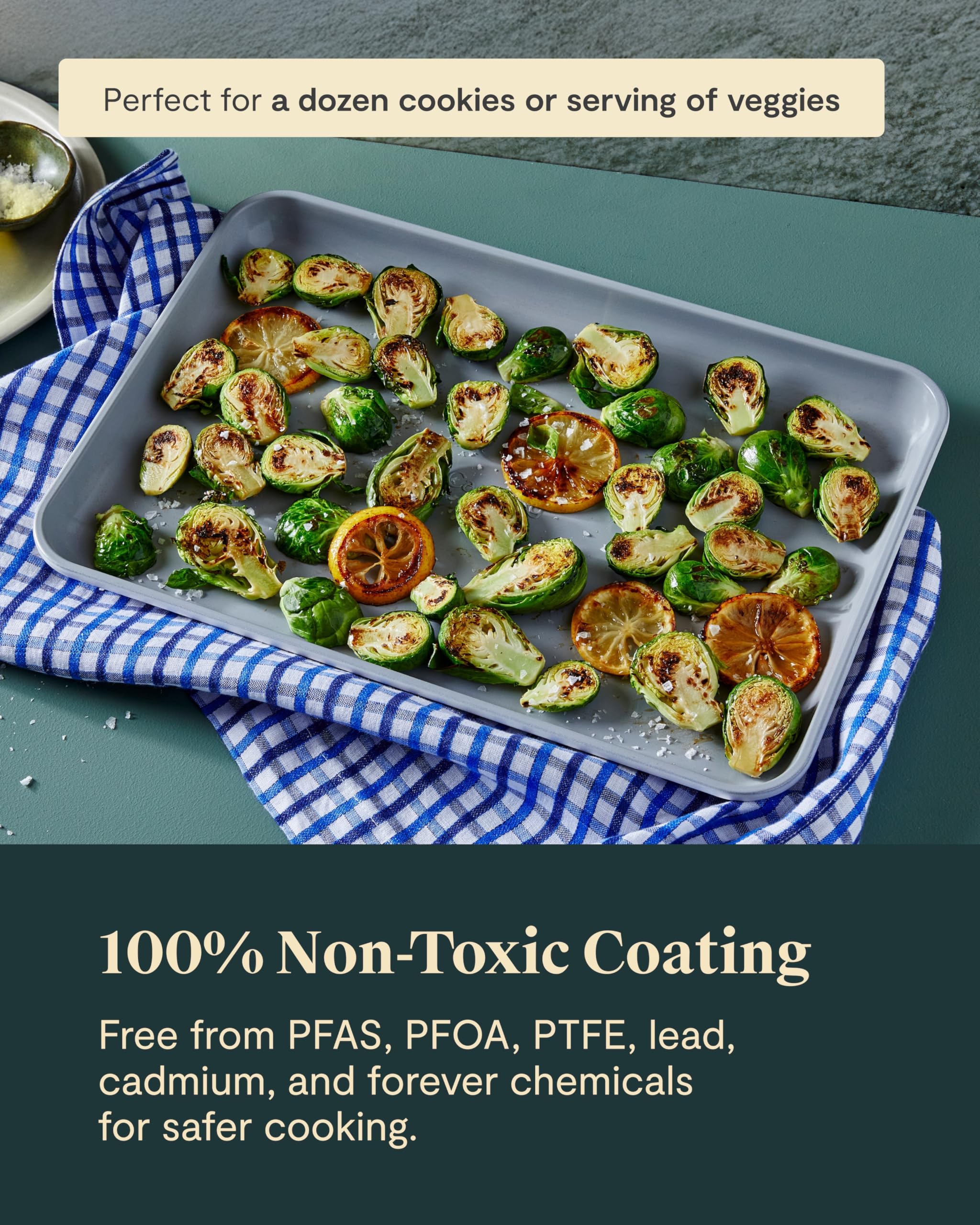 Caraway Non-Stick Ceramic Medium Baking Sheet Duo - Naturally Slick Ceramic Coating - Non-Toxic, PTFE & PFOA Free - Perfect for Baking, Roasting, and More - Medium (15" x 10") - Cream