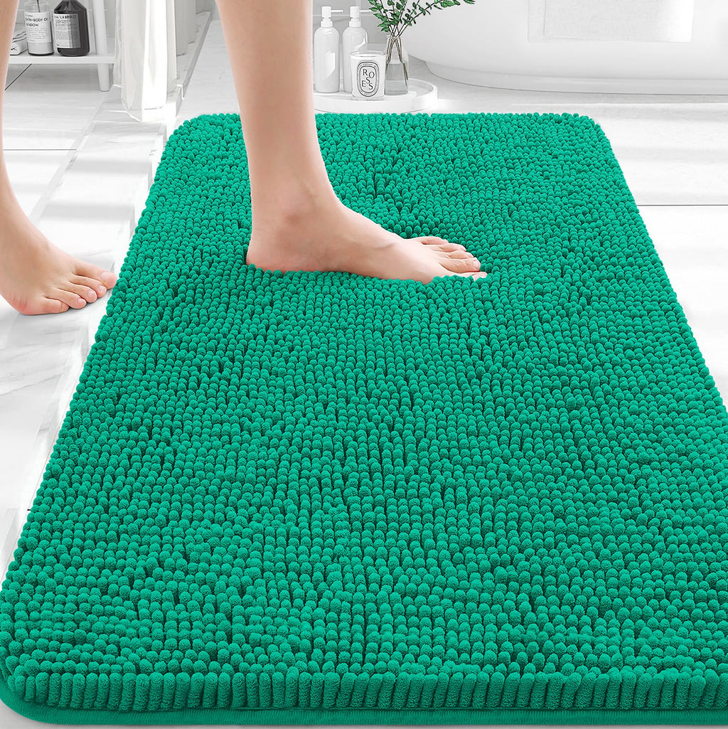 OLANLY Bathroom Rugs 30x20, Extra Soft Absorbent Chenille Bath Rugs, Rubber Backing Quick Dry, Machine Washable Bath Mats for Bathroom Floor, Tub and Shower, Home Decor Accessories, Grey