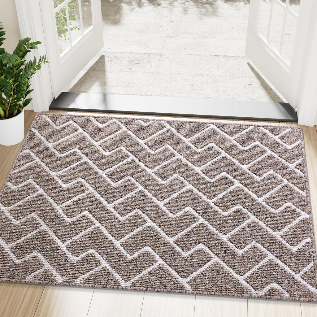 OLANLY Front Door Mat, Non-Slip Rubber Backing, Dirt Resistant and Absorbent, Washable, Easy to Clean Low-Profile Indoor Doormat for Back Door, Entryway, Inside Entrance, 32x20, Grey