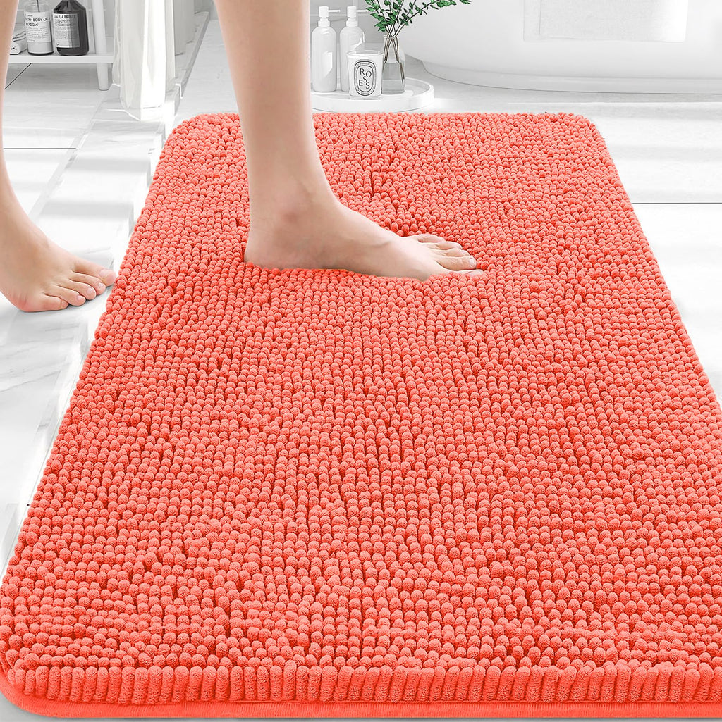 OLANLY Bathroom Rugs 30x20, Extra Soft Absorbent Chenille Bath Rugs, Rubber Backing Quick Dry, Machine Washable Bath Mats for Bathroom Floor, Tub and Shower, Home Decor Accessories, Grey