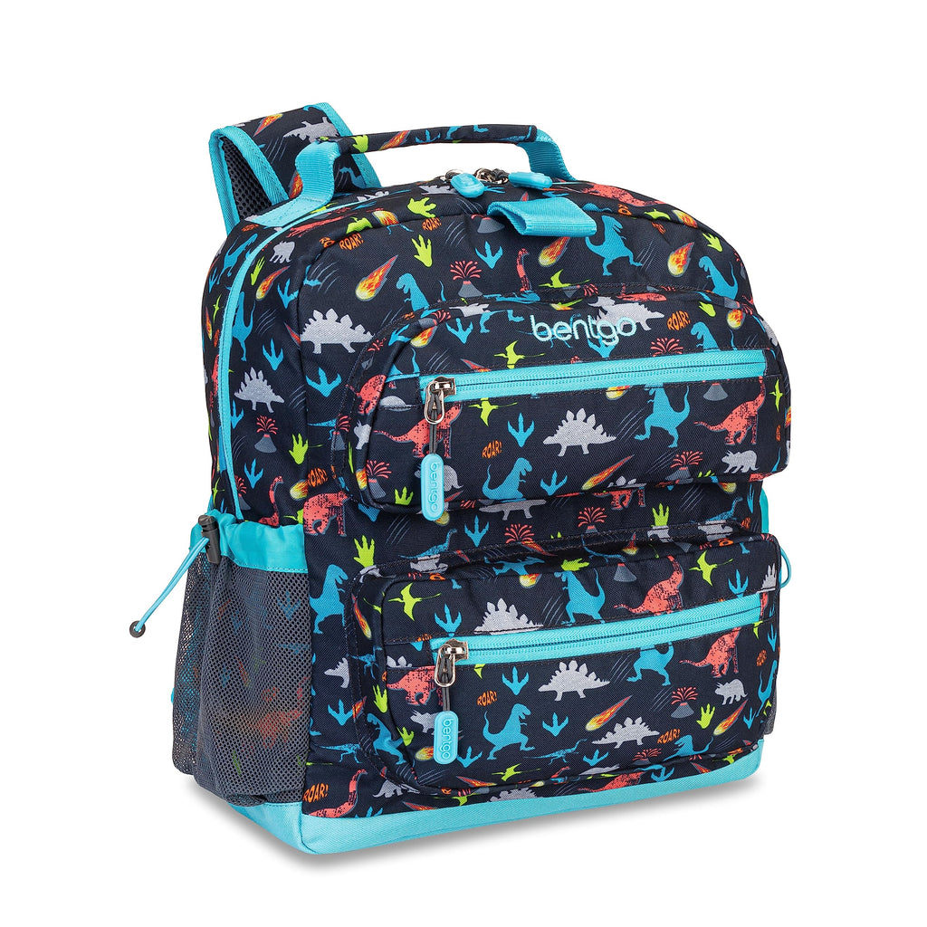 Bentgo Kids Backpack - Lightweight 14” Backpack in Fun Prints for School, Travel, & Daycare, Ideal for Ages 4+, Roomy Interior, Durable & Water-Resistant Fabric, & Loop for Lunch Bag (Trucks)