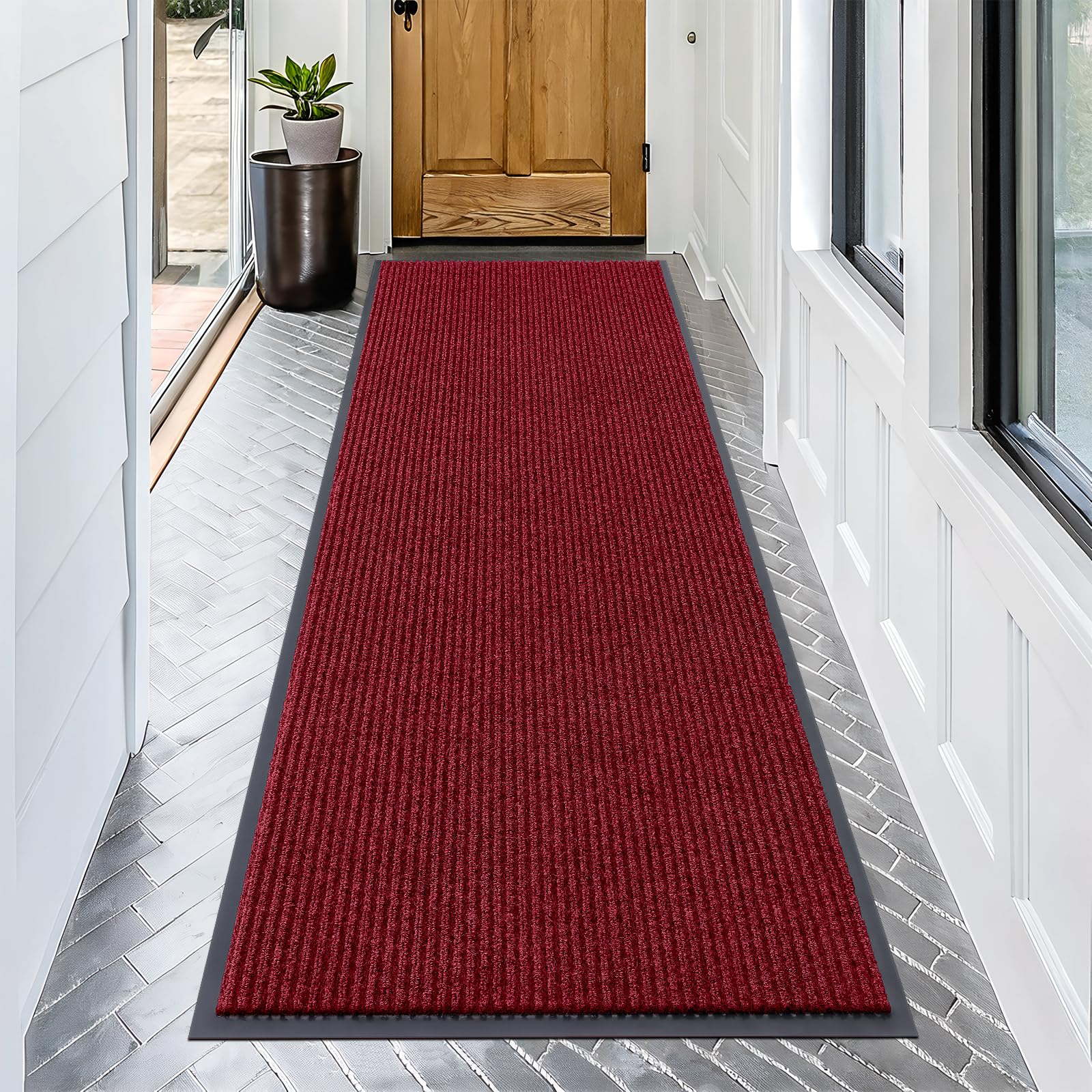 OLANLY Front Door Mat Indoor Outdoor Entrance, Waterproof Heavy Duty Doormat, Fade Resistant, Low Profile, Easy Clean Patio Porch Welcome Floor Mats for Entry, 29.5x17, Grey