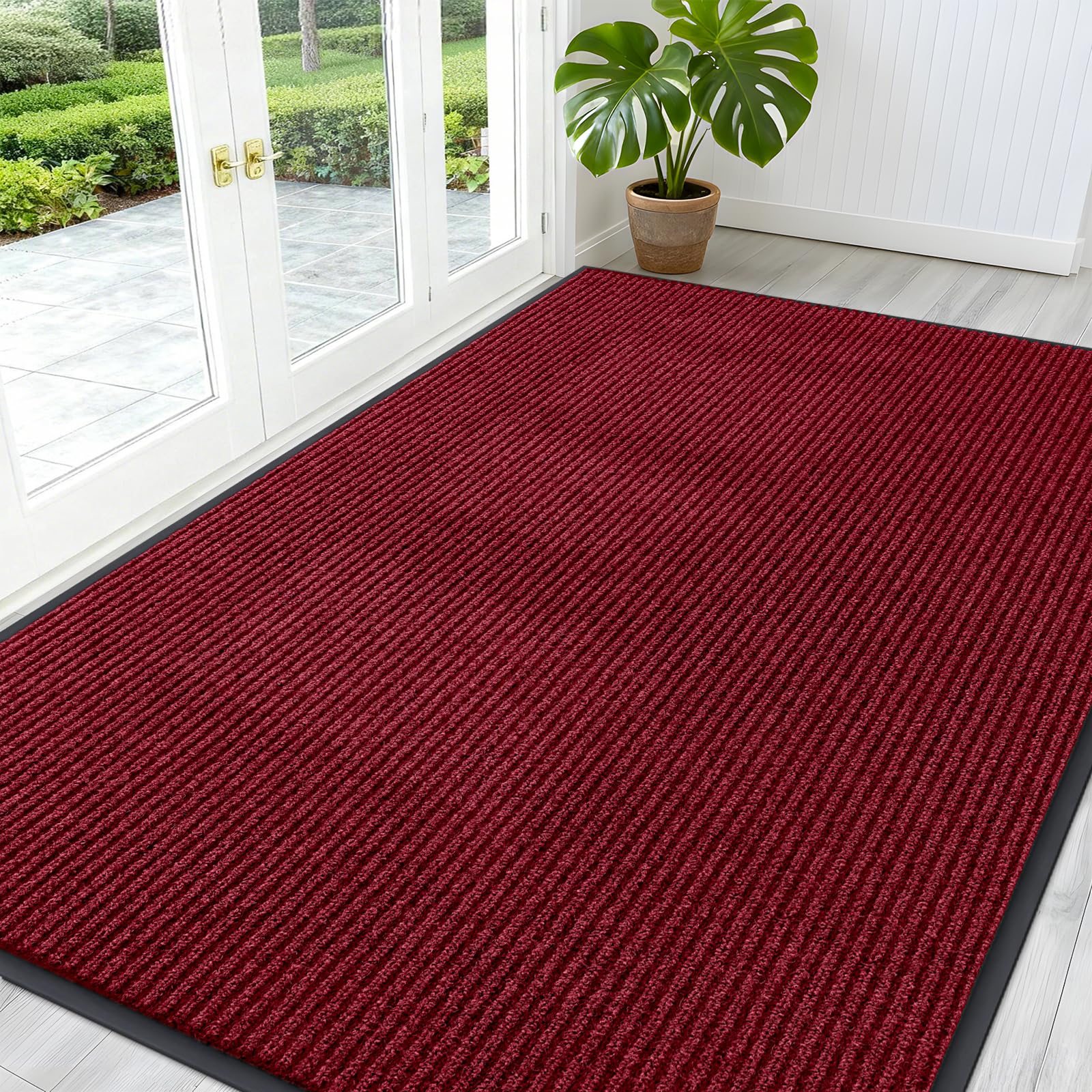 OLANLY Front Door Mat Indoor Outdoor Entrance, Waterproof Heavy Duty Doormat, Fade Resistant, Low Profile, Easy Clean Patio Porch Welcome Floor Mats for Entry, 29.5x17, Grey