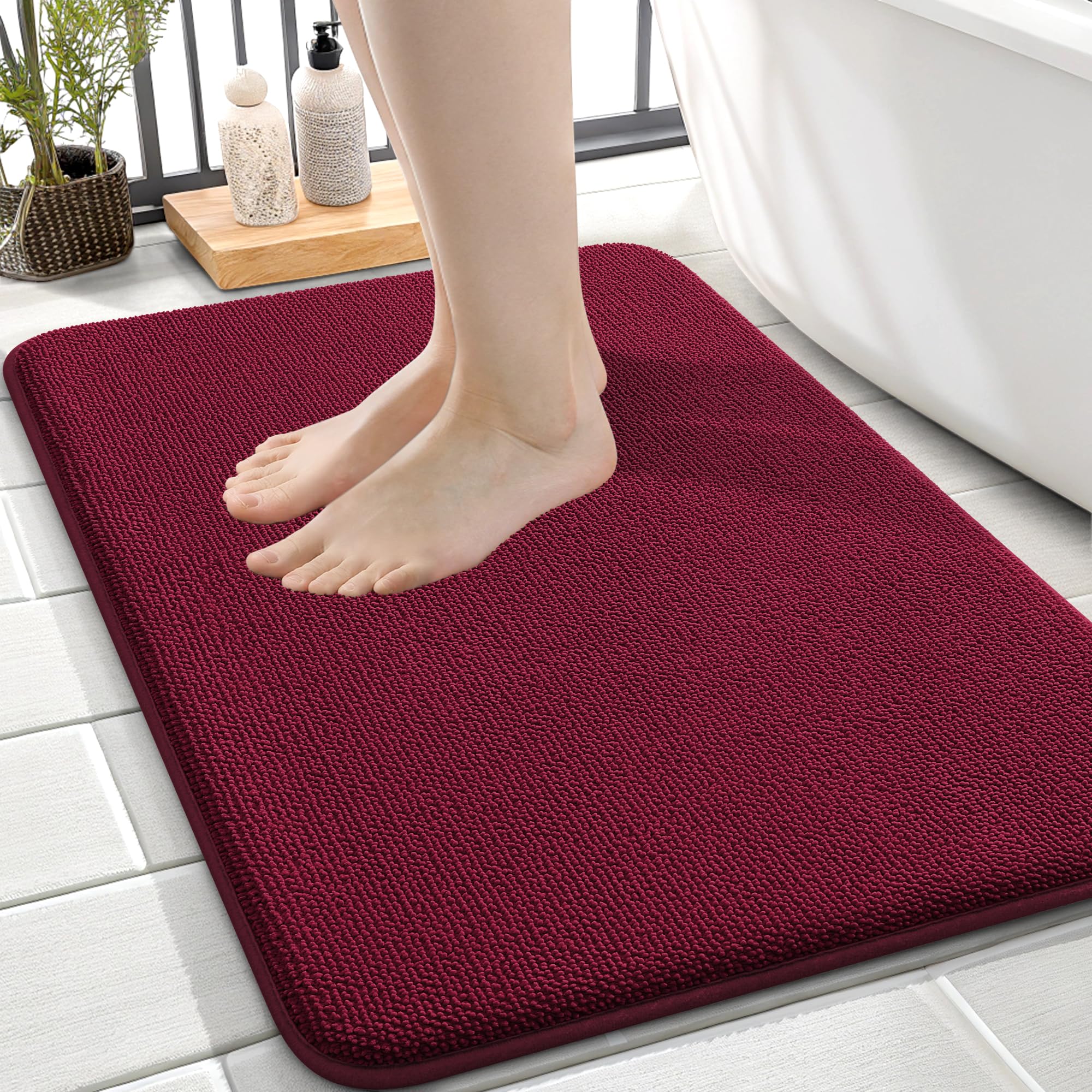 OLANLY Thick Memory Foam Bath Mat Rug 30x20, Extra Soft Absorbent Bathroom Rugs, Quick Dry Bath Mats, Non-Slip, Machine Washable Carpet for Bathroom, Tub and Shower, Home Decor Accessories, Grey
