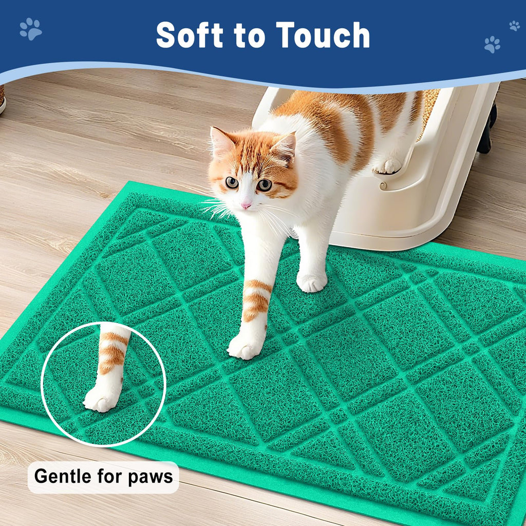 Smiry Cat Litter Box Mat 30x17, Non-Slip Water Resistant Litter Trapping Mat, Easy Clean Less Waste and Urine-Locking Cat Carpet for Indoor, Grey