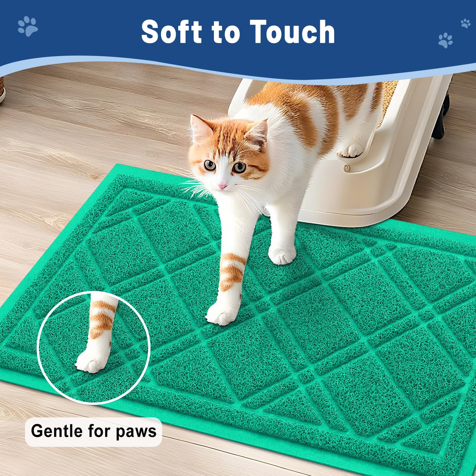Smiry Cat Litter Box Mat 30x17, Non-Slip Water Resistant Litter Trapping Mat, Easy Clean Less Waste and Urine-Locking Cat Carpet for Indoor, Grey