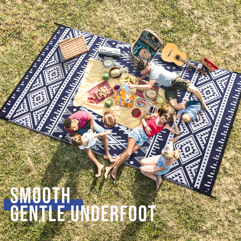 OLANLY Outdoor Rug Waterproof 5x8 ft, Reversible Outdoor Plastic Straw Rug, Boho Patio Rug, Indoor Outdoor Carpet, RV Mat Outside for Patio, Camp, Picnic, Balcony, Deck, Backyard, Black & White