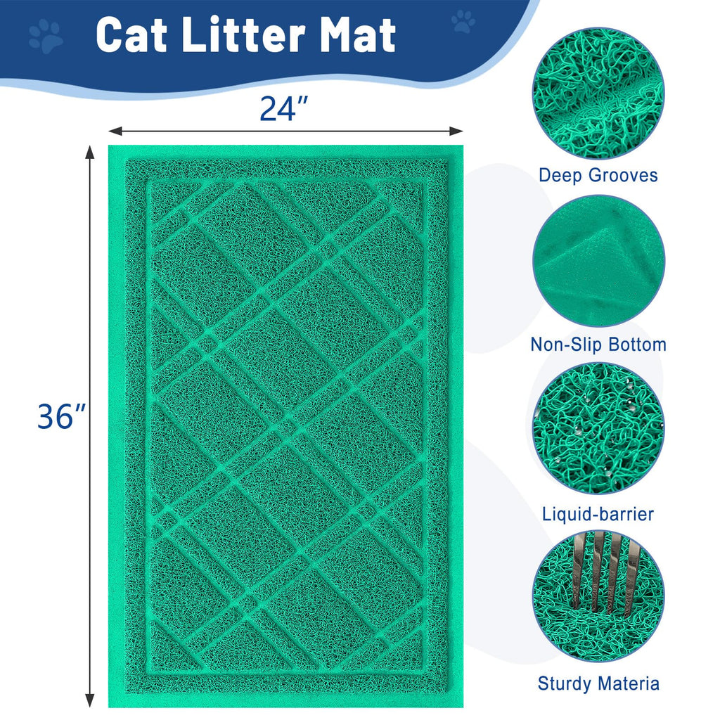 Smiry Cat Litter Box Mat 30x17, Non-Slip Water Resistant Litter Trapping Mat, Easy Clean Less Waste and Urine-Locking Cat Carpet for Indoor, Grey