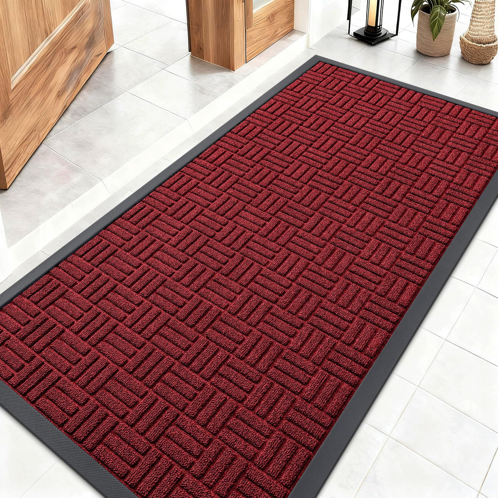 OLANLY Front Door Mat Outside Entrance 29.5x17, Absorbent, Heavy Duty Sturdy Natural Rubber Doormat Indoor Outdoor, Stain and Fade Resistant, Non-Slip Backing Low Profile Floor Mat for Entryway, Grey