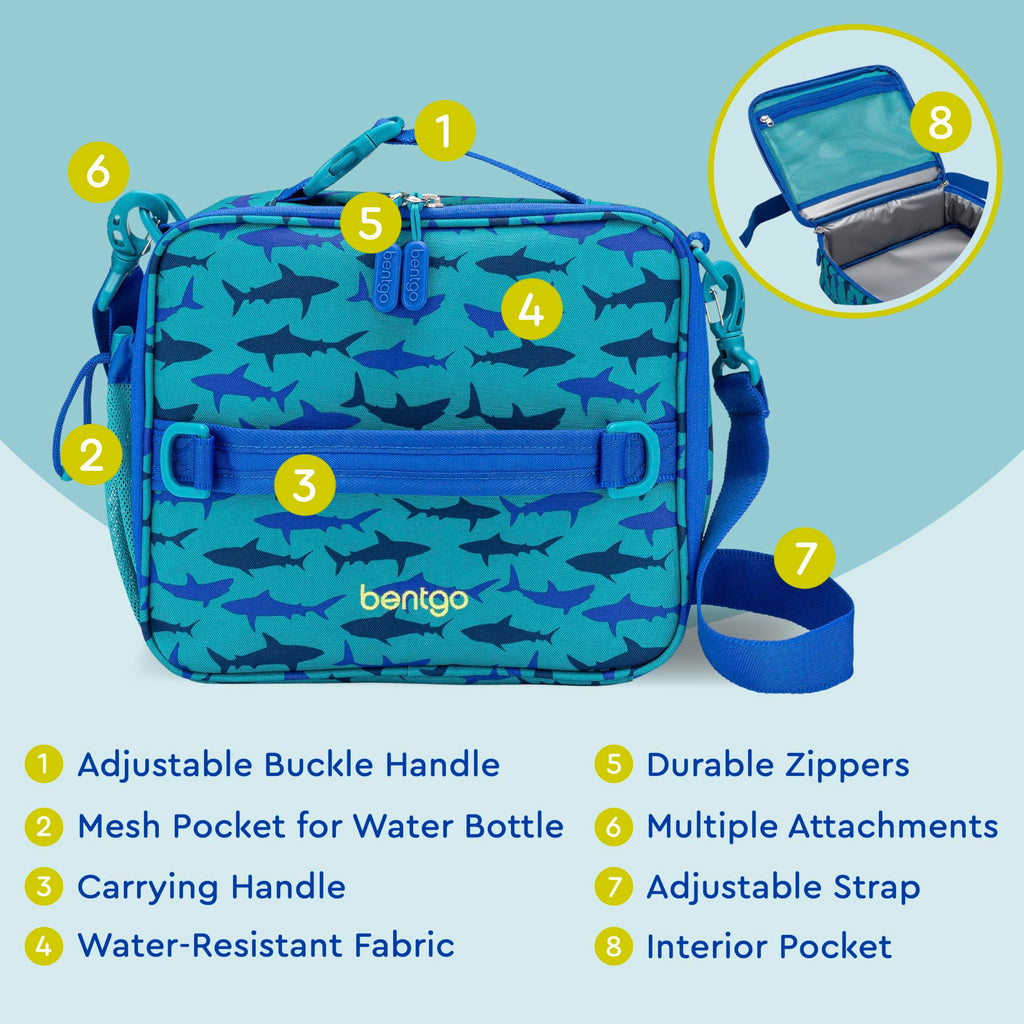Bentgo Kids Lunch Bag - Durable, Double-Insulated Lunch Bag for Kids 3+; Holds Lunch Box, Water Bottle, & Snacks; Easy-Clean Water-Resistant Fabric & Multiple Zippered Pockets (Mermaid)