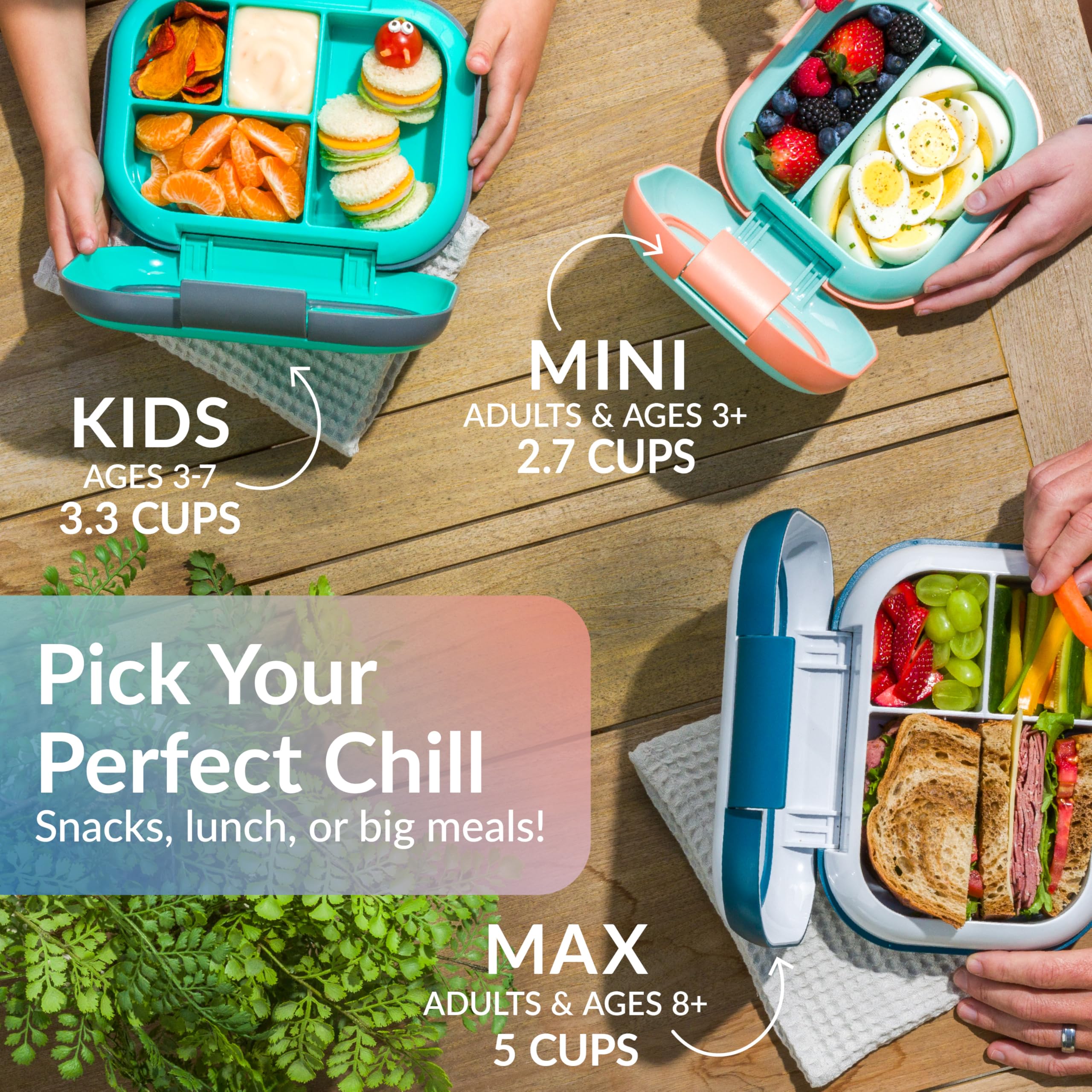 Bentgo Chill Mini Leak-Proof Lunch Box – Built-In Ice Pack Keeps Food Cold, 2.7-Cup Capacity for Snacks or a Sandwich, 3 or 4 Compartments, PFAS & BPA-Free, Ideal for Adults & Kids 3+ (Lilac Mist)