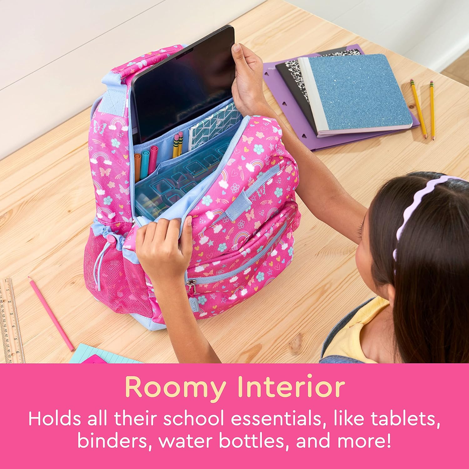 Bentgo® Kids 14” Backpack Set With Kids Prints Lunch Box (Rainbows and Butterflies)