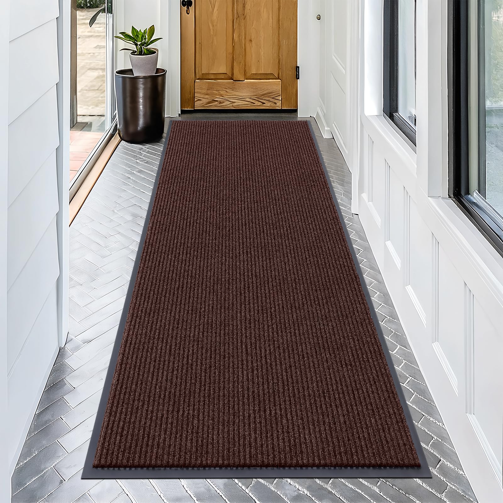 OLANLY Front Door Mat Indoor Outdoor Entrance, Waterproof Heavy Duty Doormat, Fade Resistant, Low Profile, Easy Clean Patio Porch Welcome Floor Mats for Entry, 29.5x17, Grey