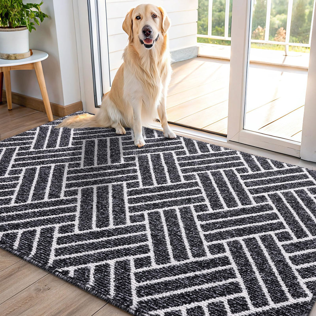 OLANLY Indoor Door Mat, 32x20 Inch, Dirt Resistant and Absorbent, Non-Slip Rubber Backing Floor Mats, Easy Clean Low-Profile Doormat for Entryway, Front Door, and Inside Entrance, Grey