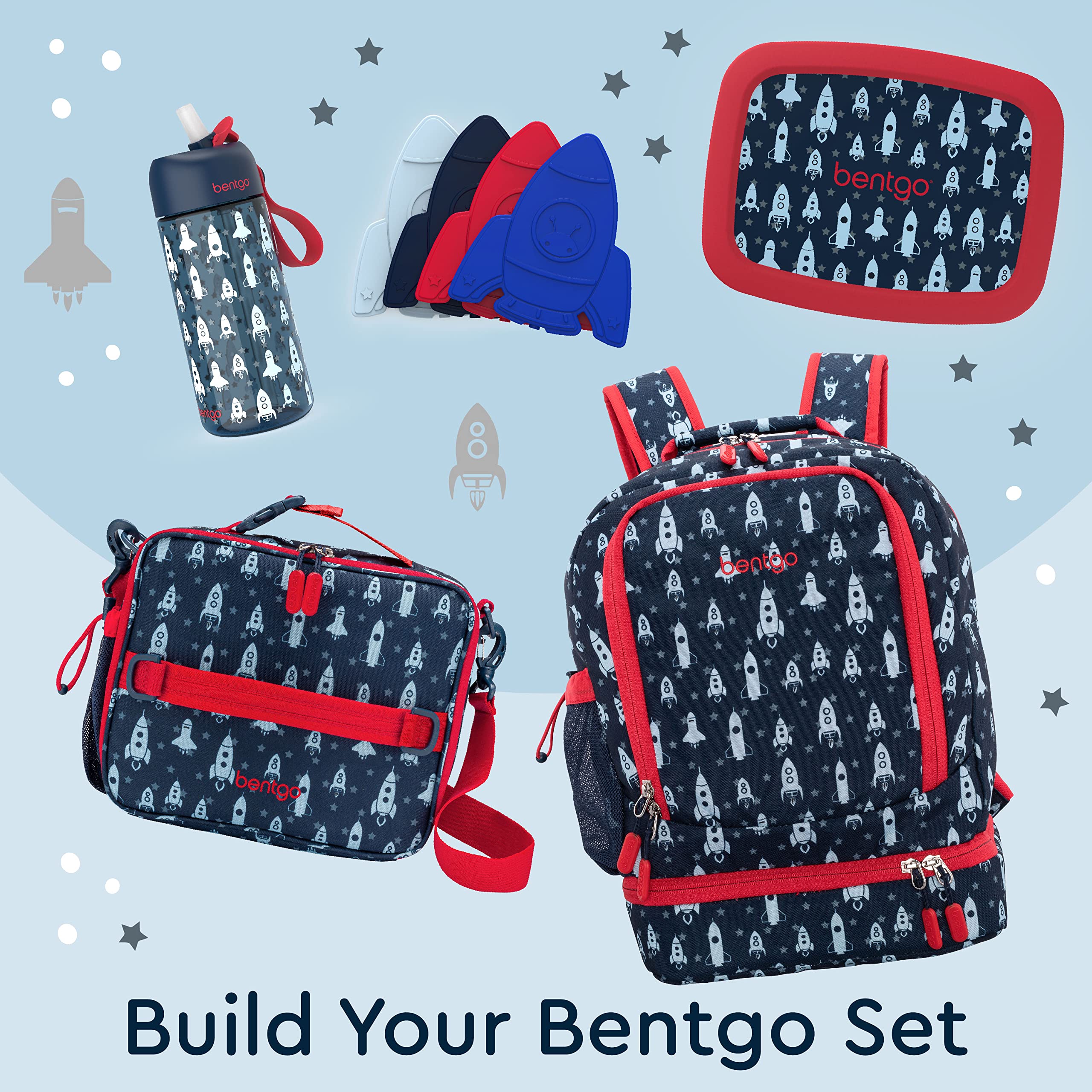 Bentgo Kids 2-in-1 Backpack & Insulated Lunch Bag - Durable 16” Backpack & Lunch Container in Unique Prints for School & Travel - Water Resistant, Padded & Large Compartments (Dinosaur)