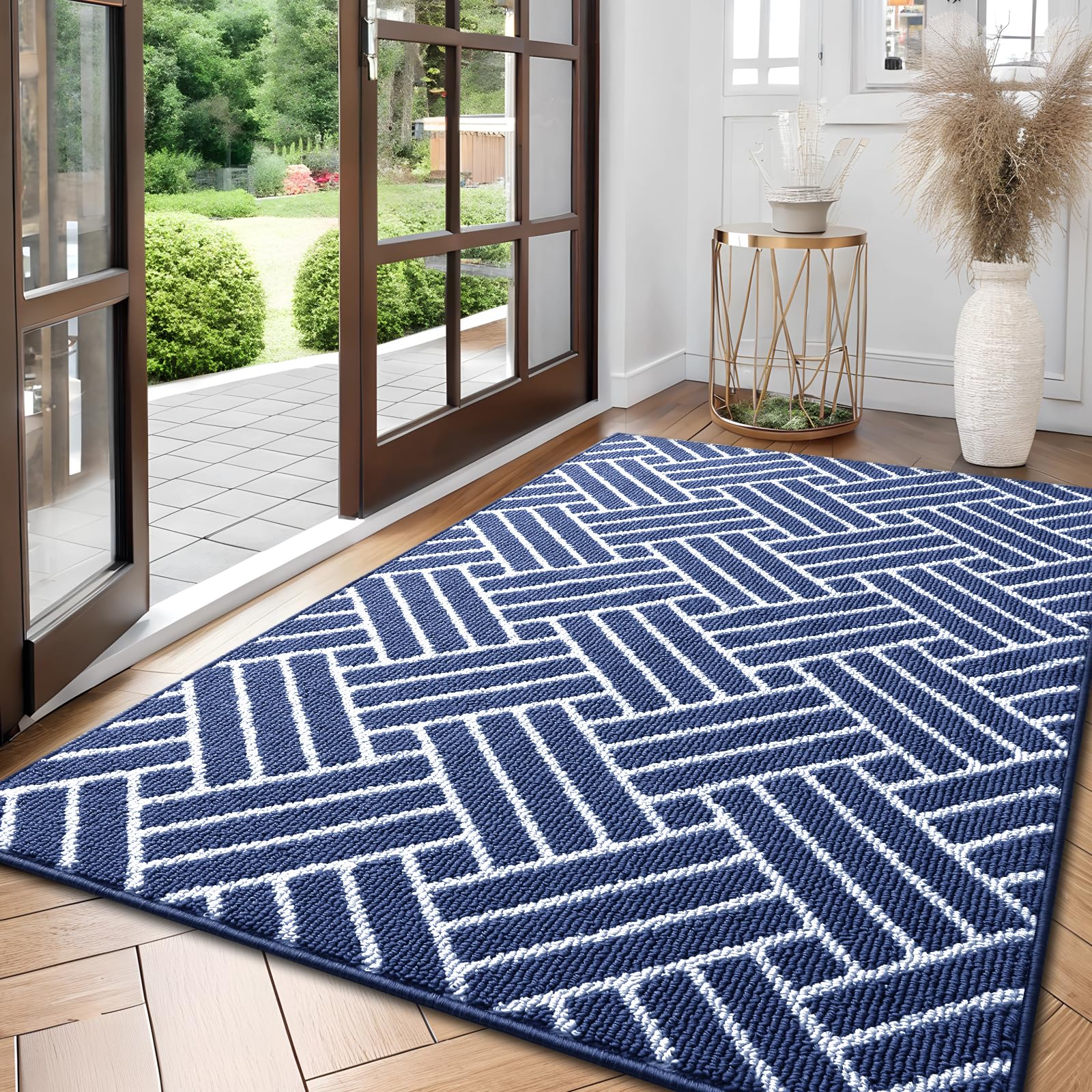 OLANLY Indoor Door Mat, 32x20 Inch, Dirt Resistant and Absorbent, Non-Slip Rubber Backing Floor Mats, Easy Clean Low-Profile Doormat for Entryway, Front Door, and Inside Entrance, Grey