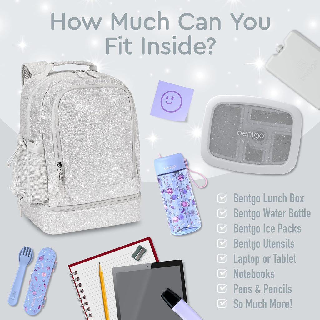 Bentgo Kids 2-in-1 Backpack & Insulated Lunch Bag - Durable 16” Backpack & Lunch Container in Unique Prints for School & Travel - Water Resistant, Padded & Large Compartments (Dinosaur)