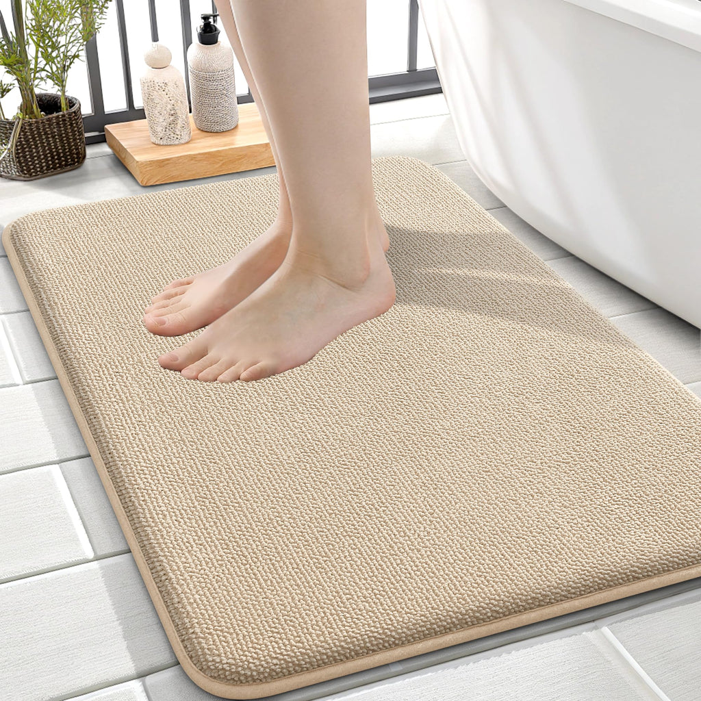 OLANLY Thick Memory Foam Bath Mat Rug 30x20, Extra Soft Absorbent Bathroom Rugs, Quick Dry Bath Mats, Non-Slip, Machine Washable Carpet for Bathroom, Tub and Shower, Home Decor Accessories, Grey