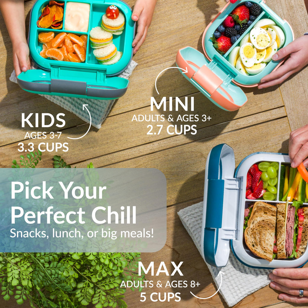 Bentgo Chill Mini Leak-Proof Lunch Box – Built-In Ice Pack Keeps Food Cold, 2.7-Cup Capacity for Snacks or a Sandwich, 3 or 4 Compartments, PFAS & BPA-Free, Ideal for Adults & Kids 3+ (Lilac Mist)