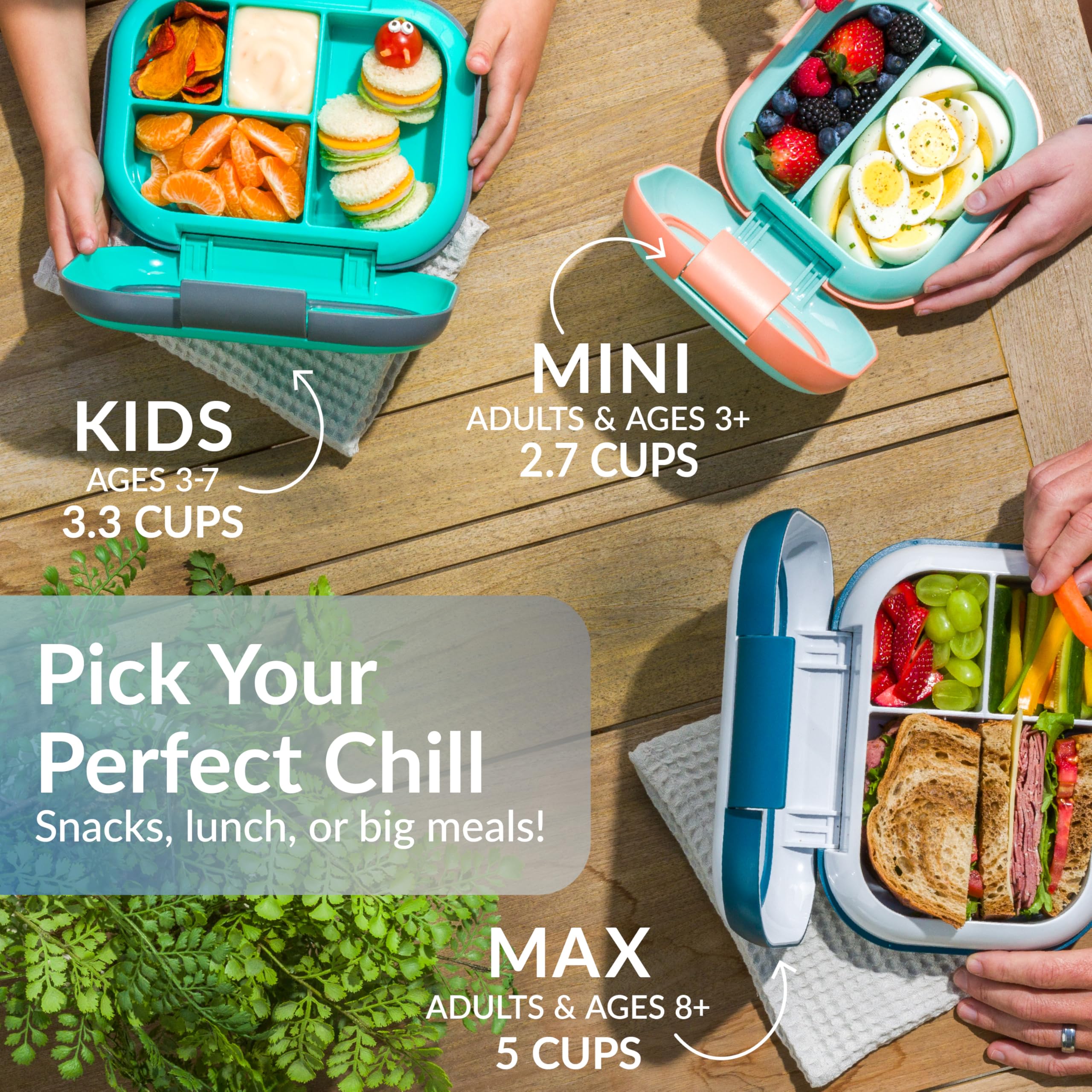 Bentgo Chill Mini Leak-Proof Lunch Box – Built-In Ice Pack Keeps Food Cold, 2.7-Cup Capacity for Snacks or a Sandwich, 3 or 4 Compartments, PFAS & BPA-Free, Ideal for Adults & Kids 3+ (Lilac Mist)