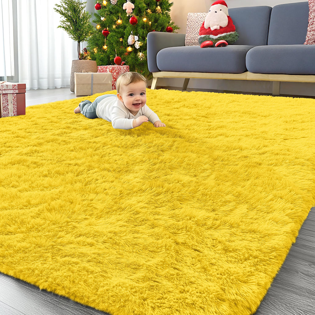 OLANLY Area Rugs for Living Room Bedroom, Machine Washable 4x5.9 ft Soft Fluffy Shaggy Bedside Rug, Indoor Floor Carpet for Kids Girls and Boys, Dorms, Nursery Rooms, Home Decor Aesthetic, Grey