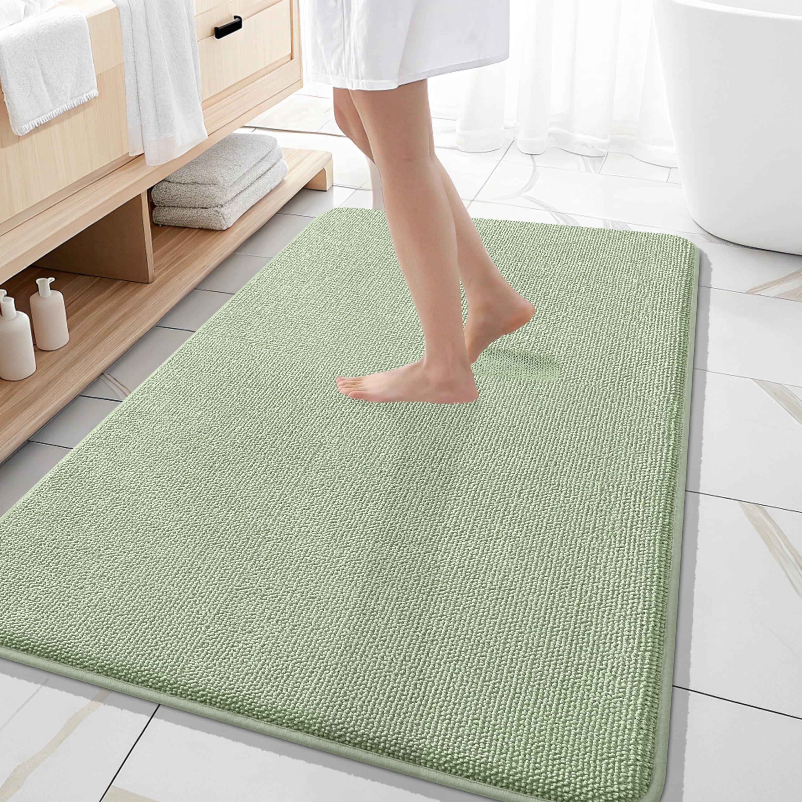 OLANLY Thick Memory Foam Bath Mat Rug 30x20, Extra Soft Absorbent Bathroom Rugs, Quick Dry Bath Mats, Non-Slip, Machine Washable Carpet for Bathroom, Tub and Shower, Home Decor Accessories, Grey