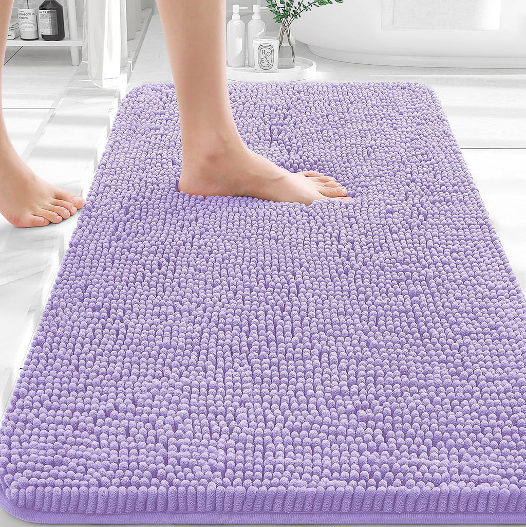 OLANLY Bathroom Rugs 30x20, Extra Soft Absorbent Chenille Bath Rugs, Rubber Backing Quick Dry, Machine Washable Bath Mats for Bathroom Floor, Tub and Shower, Home Decor Accessories, Grey