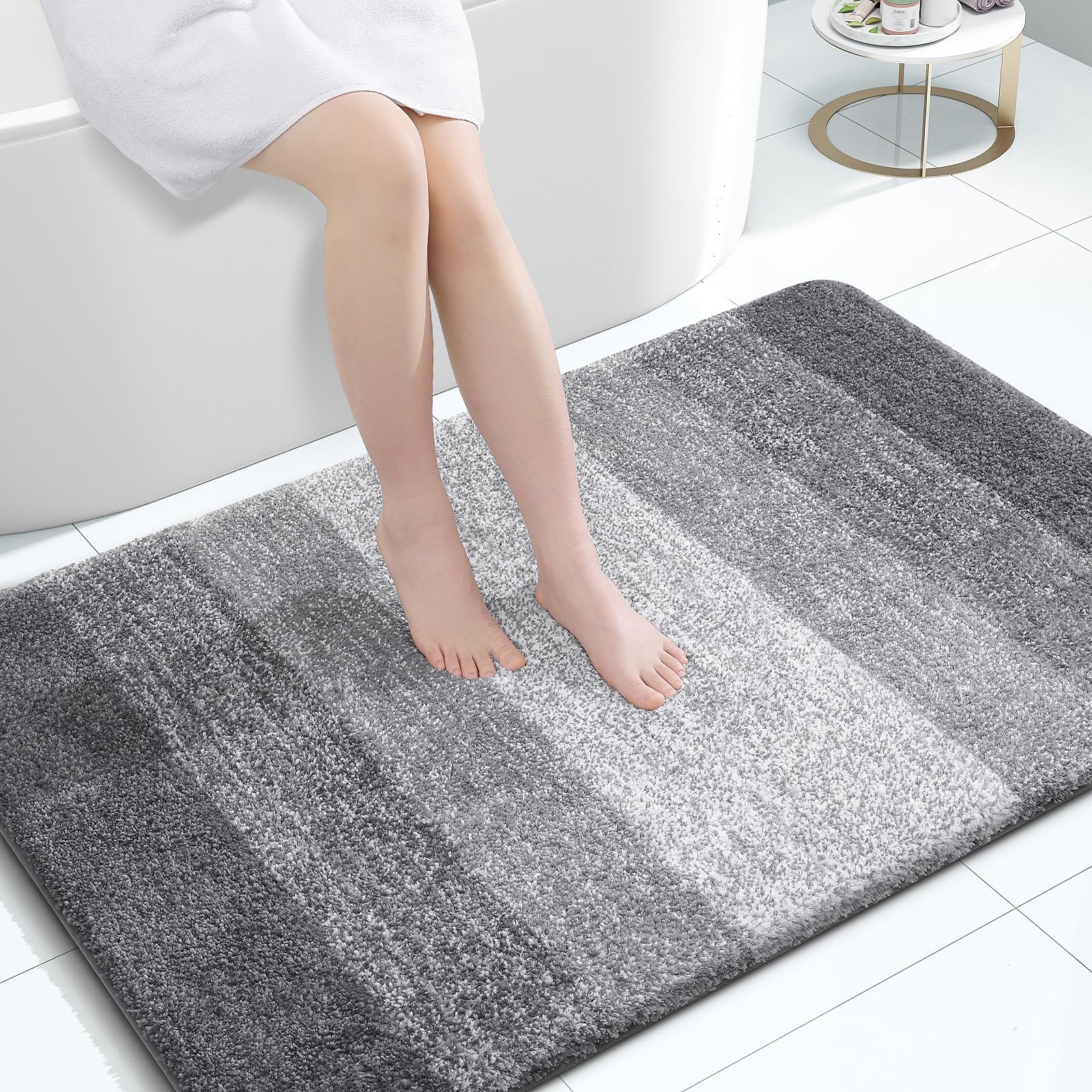 OLANLY Bathroom Rugs Mat 30x20, Extra Soft Absorbent Microfiber Bath Rugs, Rubber Backing, Quick Dry, Machine Washable Bath Mats for Bathroom Floor, Tub and Shower, Home Decor Accessories, Grey