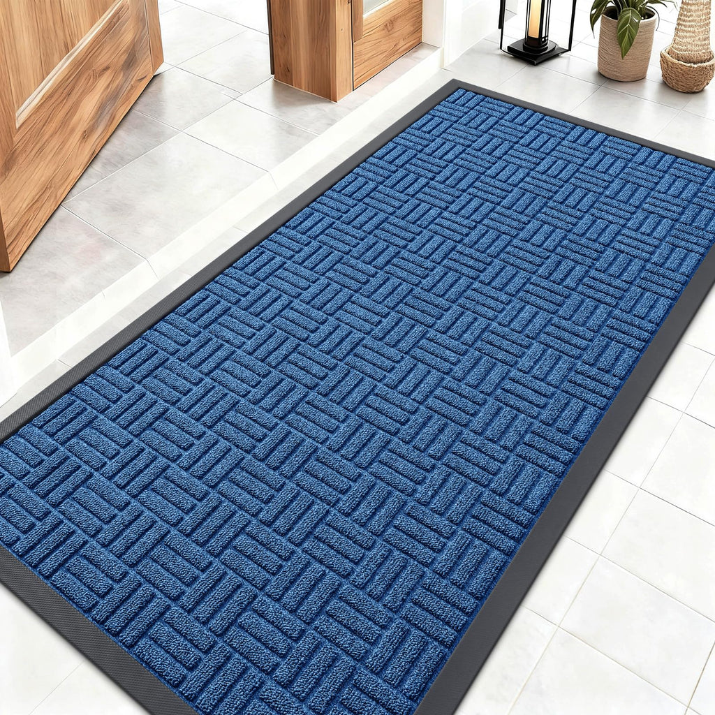 OLANLY Front Door Mat Outside Entrance 29.5x17, Absorbent, Heavy Duty Sturdy Natural Rubber Doormat Indoor Outdoor, Stain and Fade Resistant, Non-Slip Backing Low Profile Floor Mat for Entryway, Grey