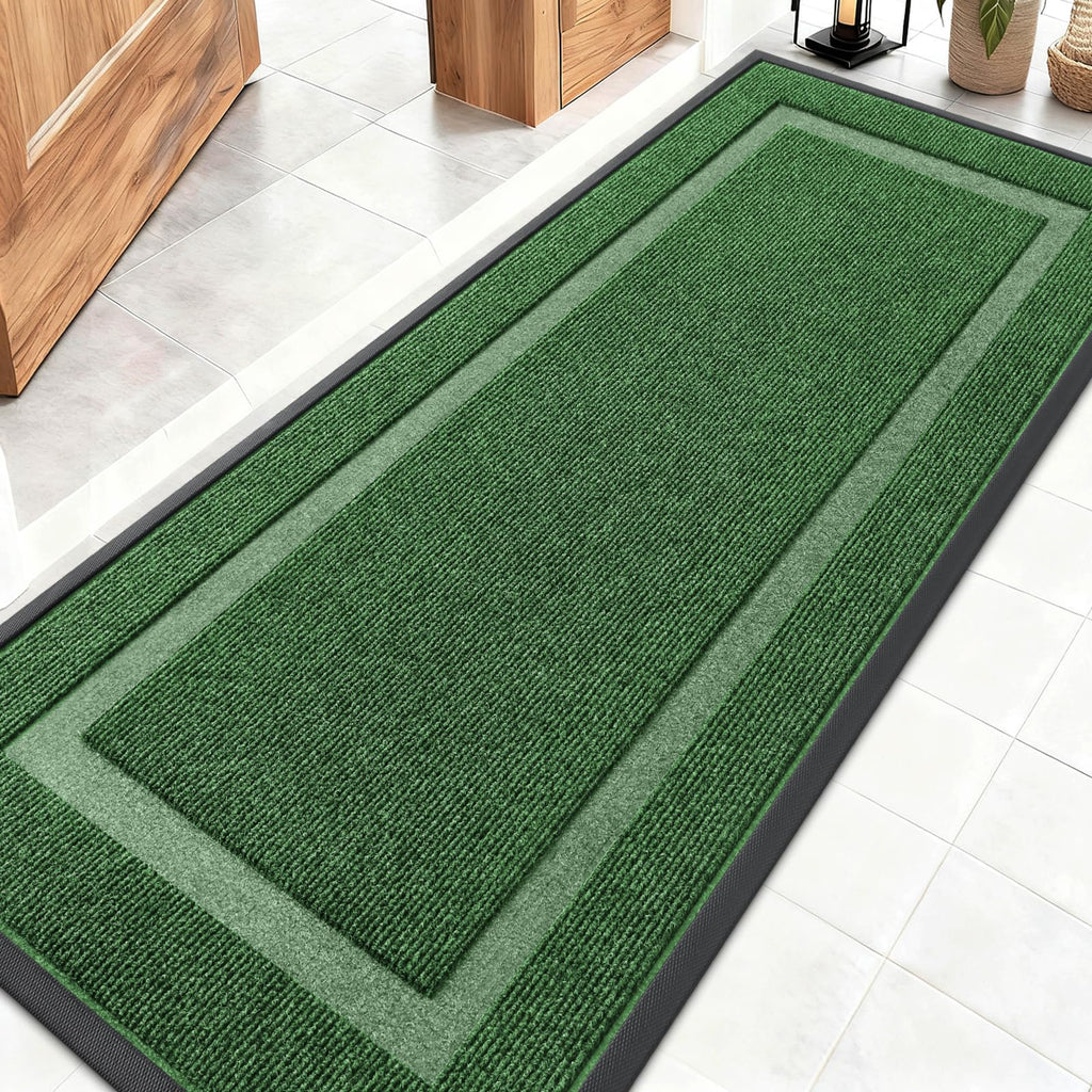 OLANLY Front Door Mat Indoor Outdoor Entrance, Waterproof All-Season, All-Weather Doormat, Sturdy Natural Rubber, Fade Resistant, Low Profile, Easy Clean Patio Porch Entryway Mat, 29.5x17, Black