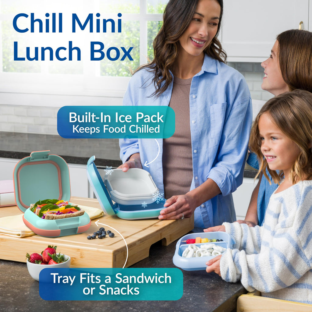 Bentgo Chill Mini Leak-Proof Lunch Box – Built-In Ice Pack Keeps Food Cold, 2.7-Cup Capacity for Snacks or a Sandwich, 3 or 4 Compartments, PFAS & BPA-Free, Ideal for Adults & Kids 3+ (Lilac Mist)