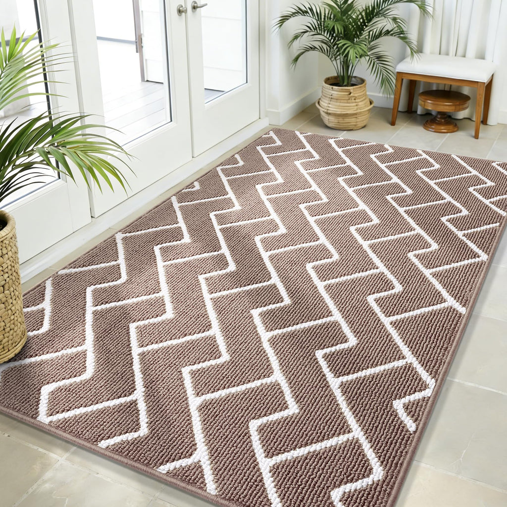 OLANLY Front Door Mat, Non-Slip Rubber Backing, Dirt Resistant and Absorbent, Washable, Easy to Clean Low-Profile Indoor Doormat for Back Door, Entryway, Inside Entrance, 32x20, Grey