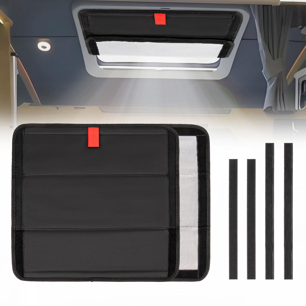 RedCall Rv Skylight Cover Insulator,Rv Vent Covers for Roof,Black Sun Blackout Fabric (16 x 16 inch),Camper Accessories for Inside