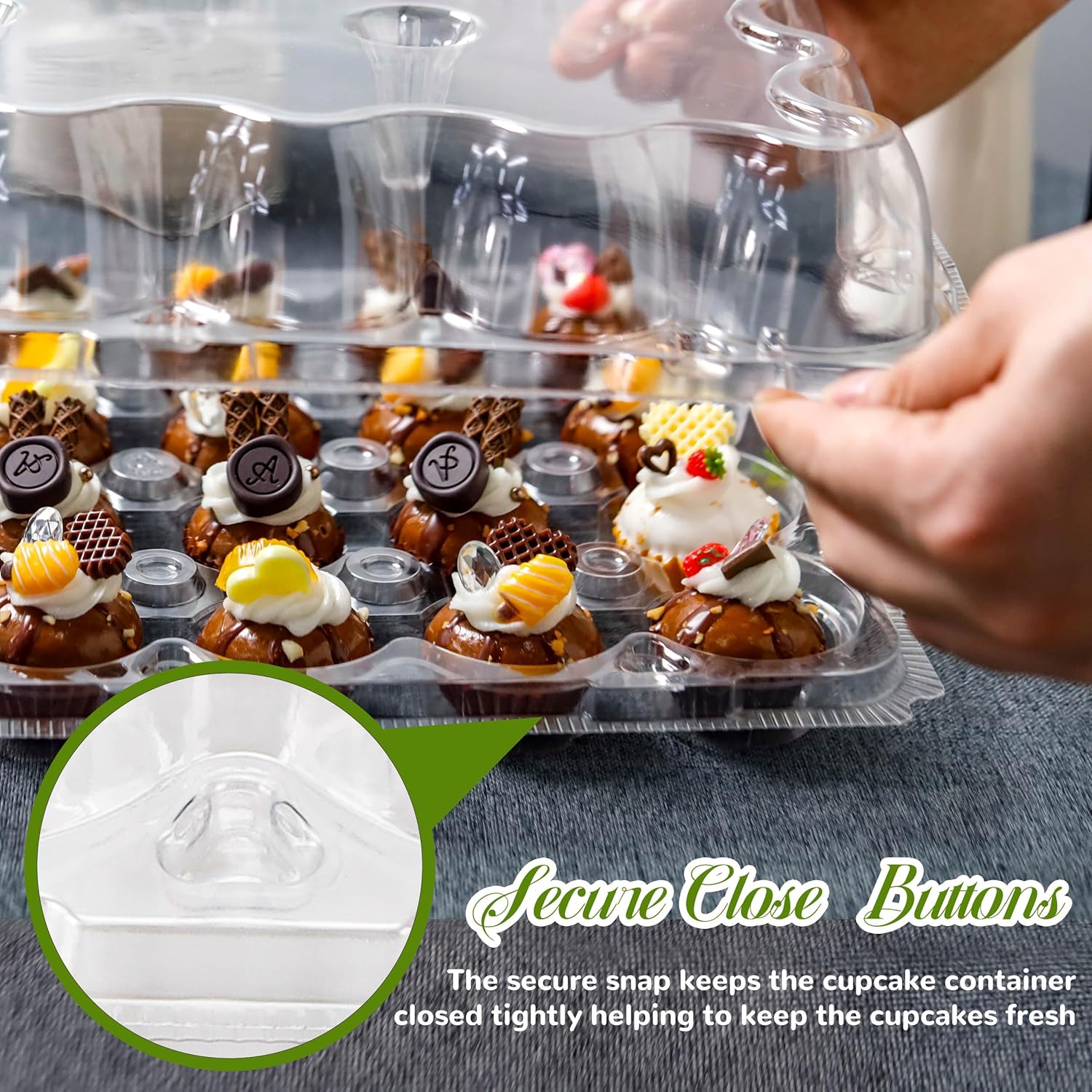 24 Count Mini Cupcake Containers 15 Pack Cupcake Holder with Detachable Tall Dome Lids Mini Plastic Stackable Cupcake Boxes for 360 Cupcakes, BPA Free