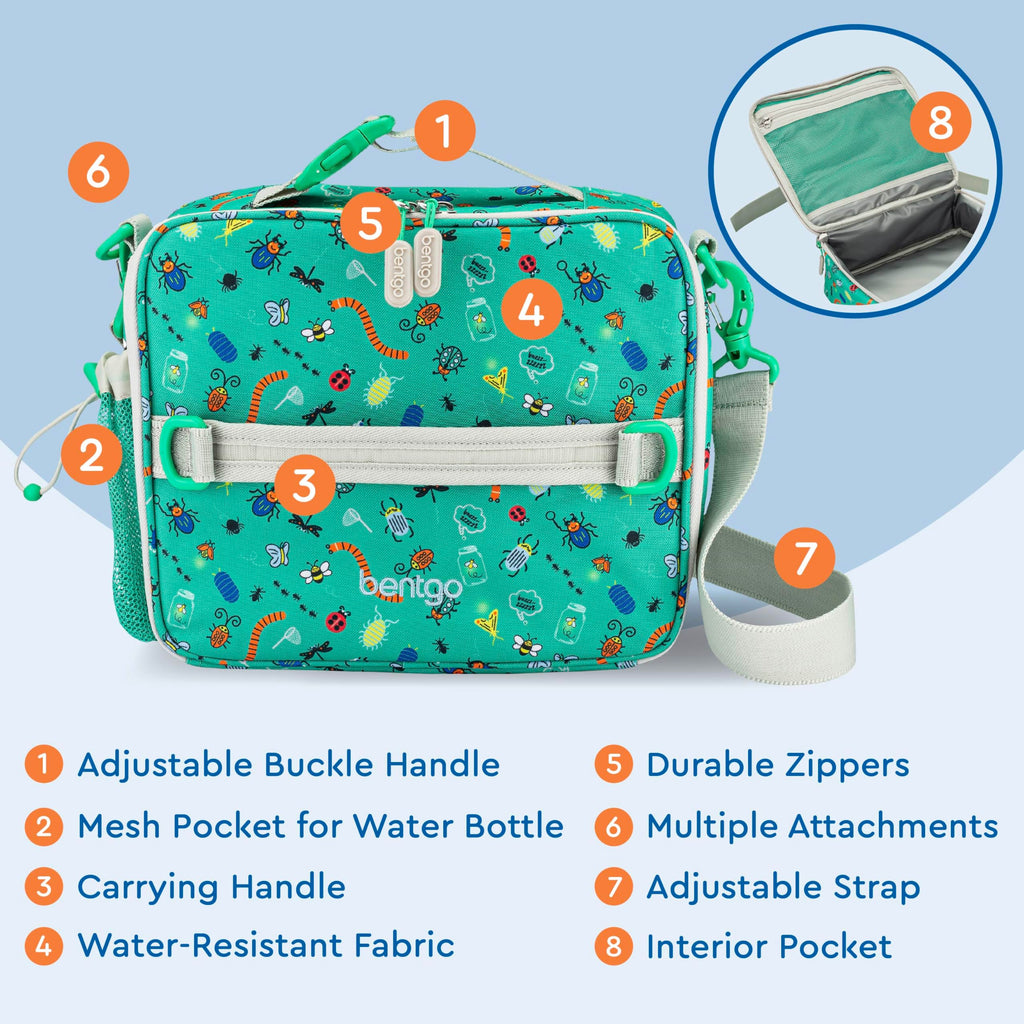 Bentgo Kids Lunch Bag - Durable, Double-Insulated Lunch Bag for Kids 3+; Holds Lunch Box, Water Bottle, & Snacks; Easy-Clean Water-Resistant Fabric & Multiple Zippered Pockets (Mermaid)